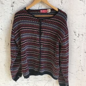 BINGHAMTON KNITTING CO FAIR ISLE CARDIGAN S